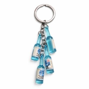 Mini Blue Soju Bottle Keychain