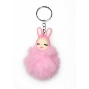 Cute Bunny Fur Ball Keychain p-86
