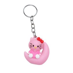 Cute Pink Kitty Moon Keychain p-138